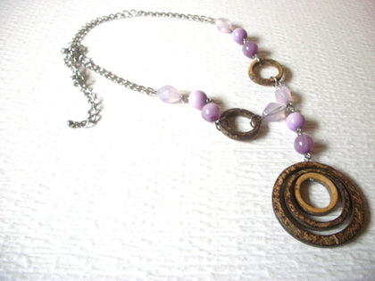 Bohemian Wood Pendant Lavender 21" Necklace 71517