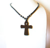 Hematite Semi Precious Cross Pendant Necklace 122920