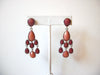 Retro Silver Toned Chestnut Brown Tones Dangle Earrings 71917