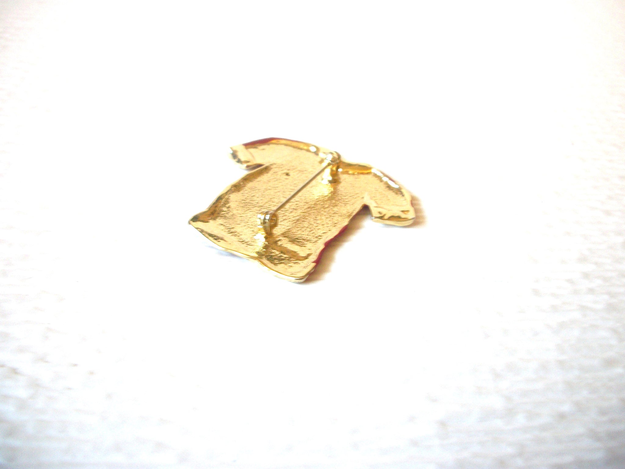 Vintage Enameled Rhinestone Shirt Brooch Pin 121216