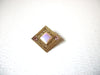 Vintage Gold Toned Iridescent Glass Rhinestone Damask Brooch 22617