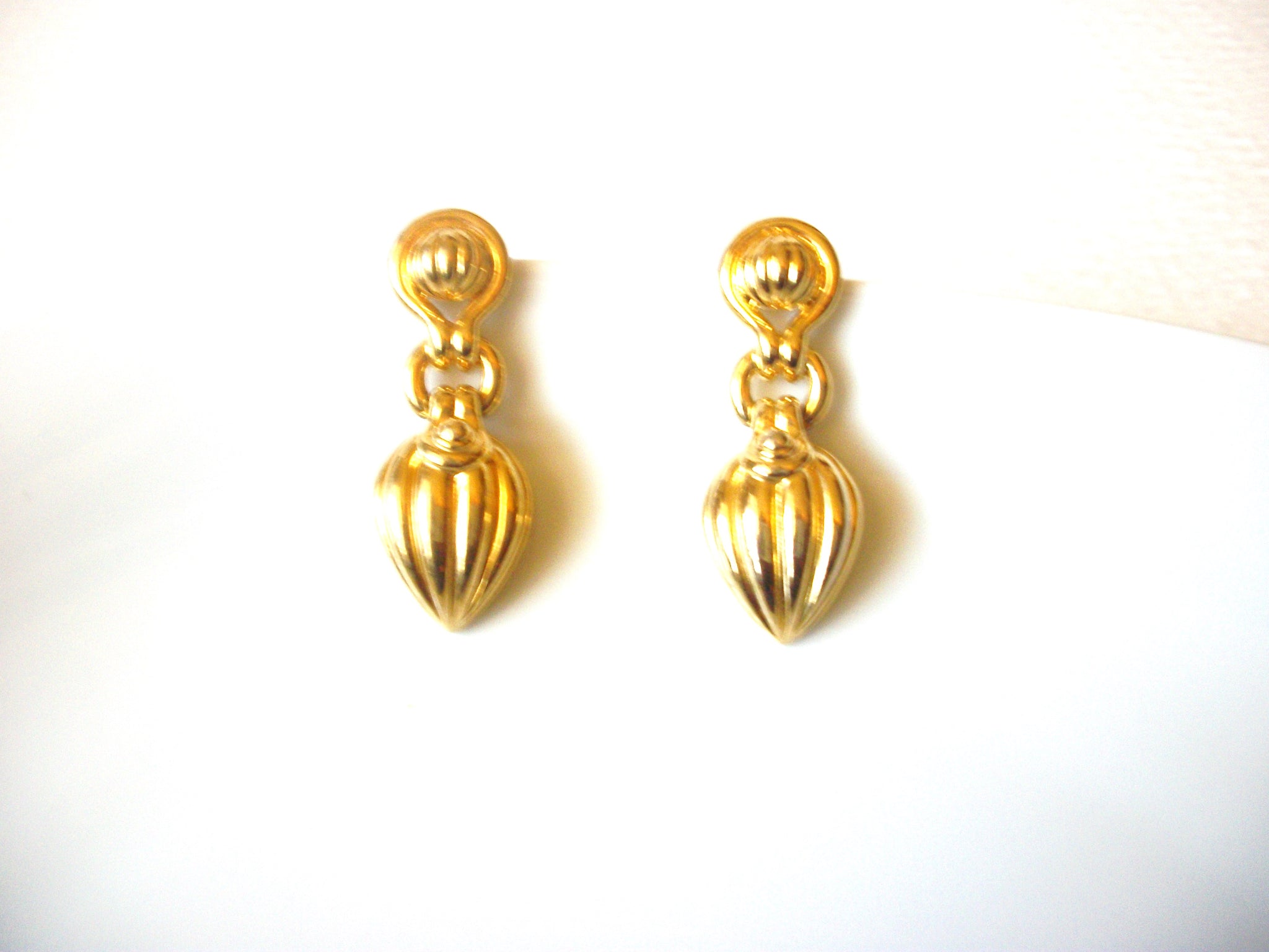 Retro Gold Toned Doorknocker Earrings 9216