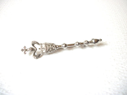 Vintage Silver Toned 3 1/2 Inches Long Royal King Septer Brooch Pin 91317