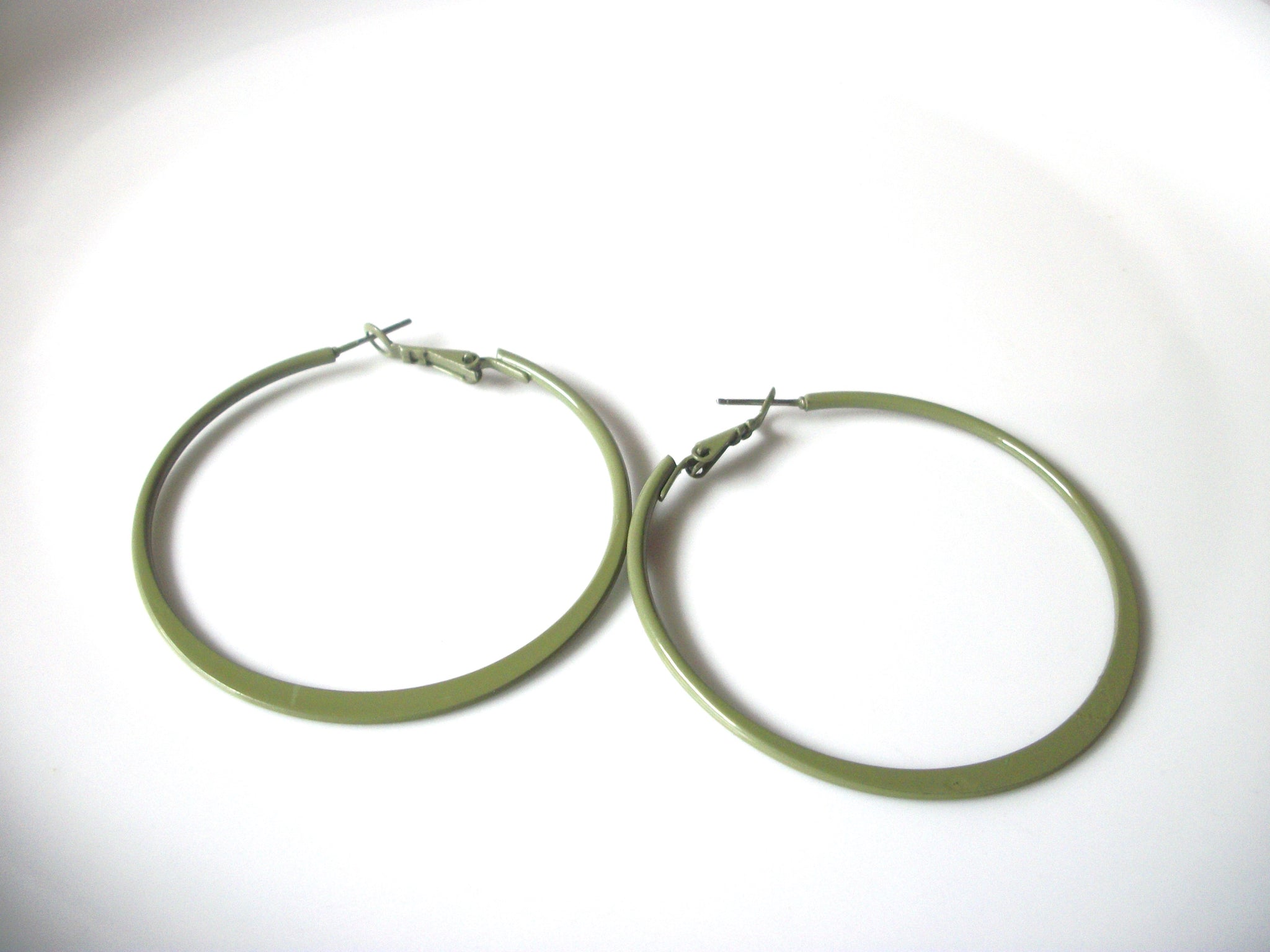 Retro Thinner Olive Hoop 2" Earrings 92517