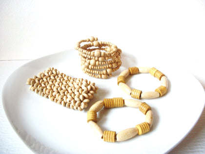 Vintage Bracelets Lot of 4 Organic Untreated Wood 60816