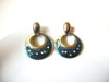 Retro Enameled Doorknocker Rhinestone Pearl Earrings 92017