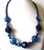 Midnight Blue Faceted Acrylic Beads 20" Retro Necklace 71417