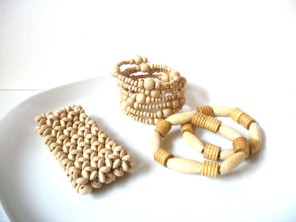 Vintage Bracelets Lot of 4 Organic Untreated Wood 60816
