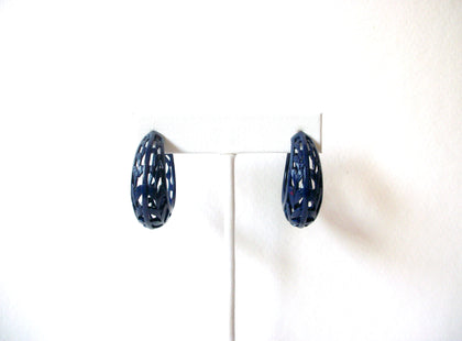 Dark Blue Enameled Hoop Retro Earrings 91517