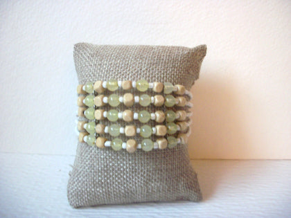 Vintage Bracelet Cuff Adjustable Seed Wood 1 1/4" Wide 30417