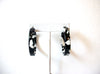 Retro Black White Acetate Tortoise Shell 2" Hoop Earrings 91617