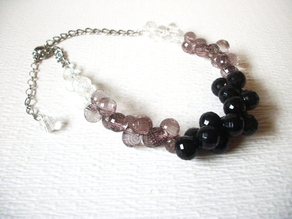 Retro Chunky Clear Taupe Black 20" Necklace 122916