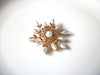 Retro Gold Toned Rhinestone Faux Pearl Snowflake Brooch Pin 92816