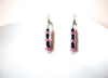 Vintage Black Pink Glass Dangle Earrings 123116