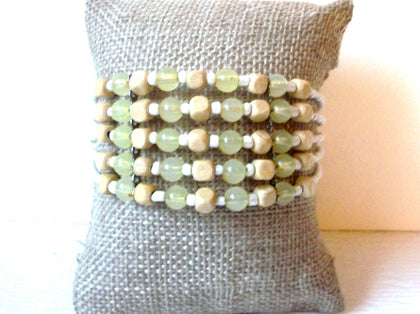 Vintage Bracelet Cuff Adjustable Seed Wood 1 1/4" Wide 30417