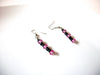 Vintage Black Pink Glass Dangle Earrings 123116