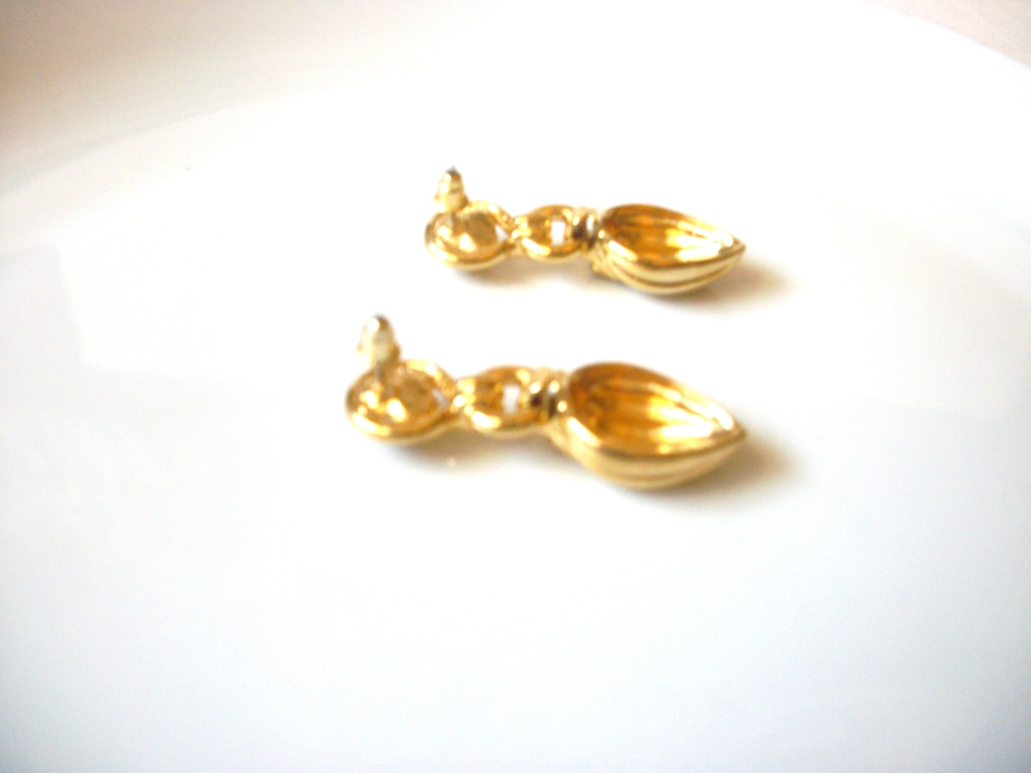 Retro Gold Toned Doorknocker Earrings 9216