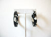 Retro Black White Acetate Tortoise Shell 2" Hoop Earrings 91617