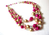 JAPAN Designer Vintage Fuchsia Pink Gold Aurora Borelias Necklace 92517