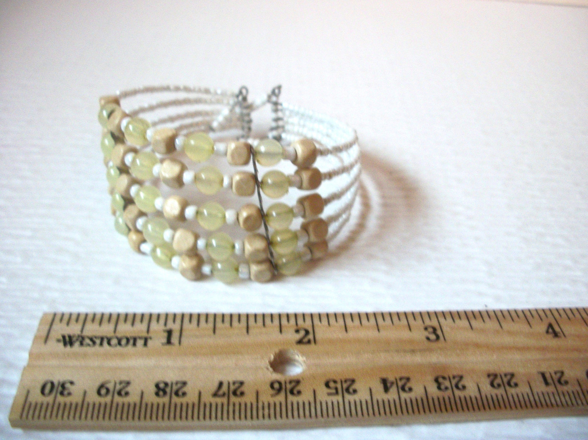 Vintage Bracelet Cuff Adjustable Seed Wood 1 1/4" Wide 30417