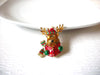 Vintage Christmas Enameled Reindeer Brooch 30717