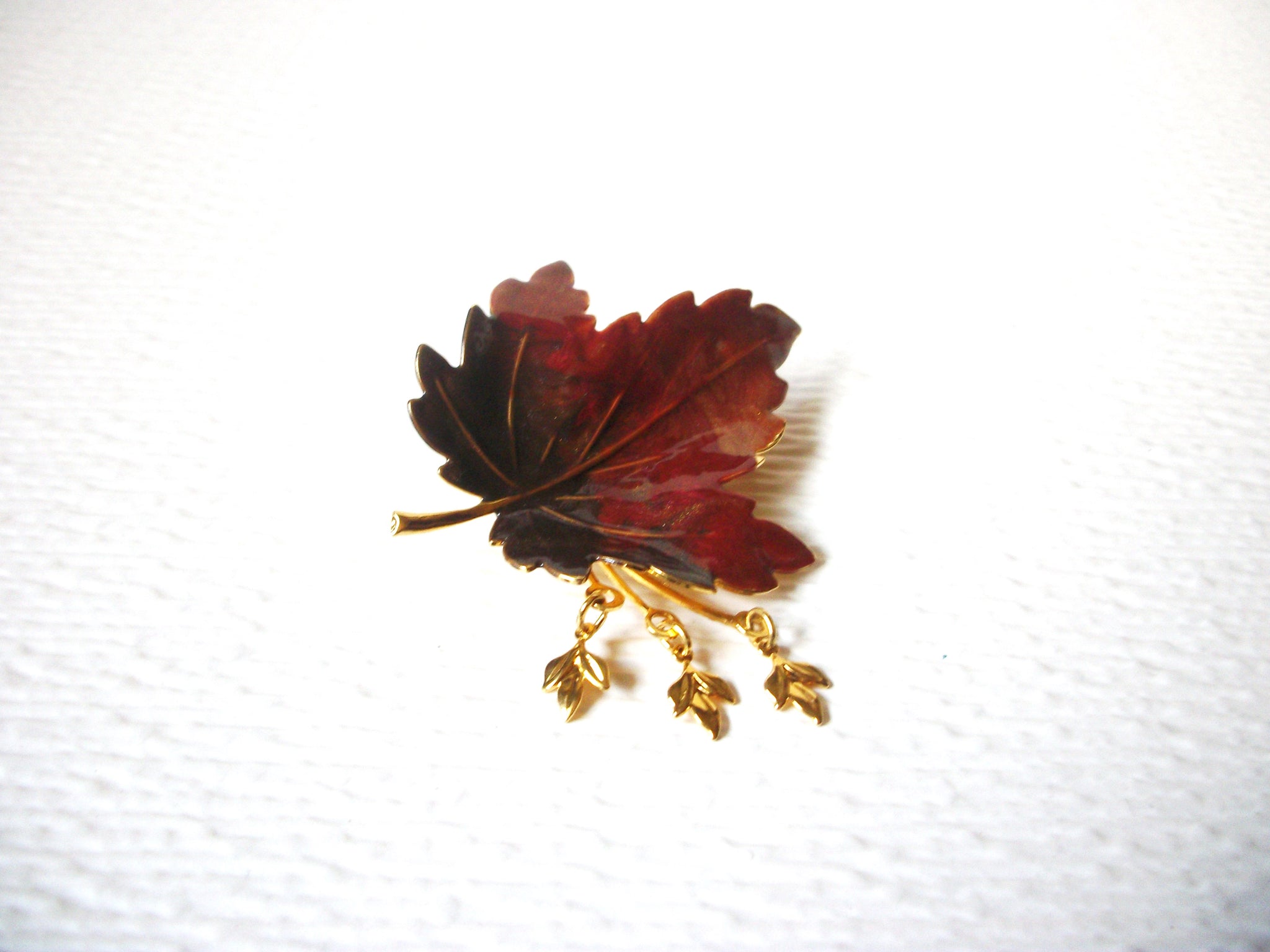 Enameled Vintage Maple Leaf Fall Colors Brooch Pin 122820