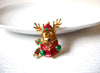 Vintage Christmas Enameled Reindeer Brooch 30717