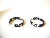 Retro Black White Acetate Tortoise Shell 2" Hoop Earrings 91617