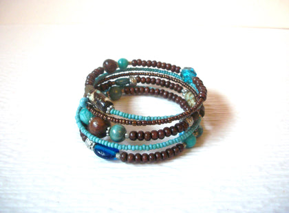 Vintage Bracelet Southwestern Wood Plastic Memory Wire 30417