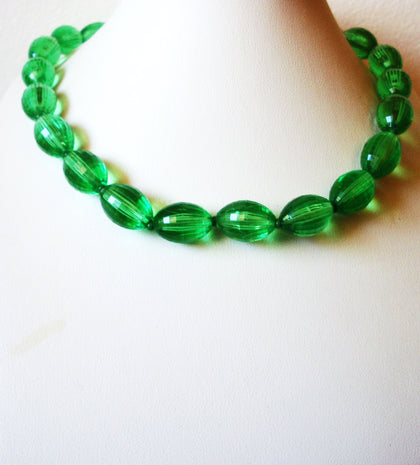 Vintage Translucent Green Acrylic Short Length Necklace 123120