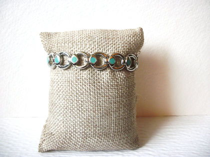 Retro Silver Toned Blue Links 6 3/4" Bracelet 5917