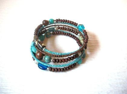 Vintage Bracelet Southwestern Wood Plastic Memory Wire 30417