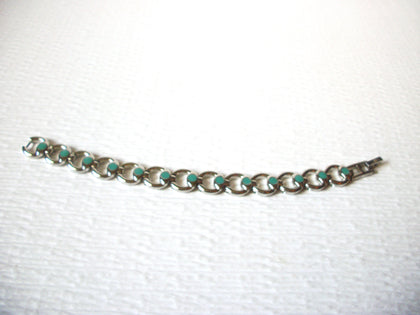 Retro Silver Toned Blue Links 6 3/4" Bracelet 5917