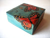 Vintage Carved Butterfly Wooden Hand Painted Jewelry Box Best Friends 71517