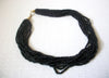 TRIFARI Black Glass Multi Strand 18" Vintage Necklace 71417