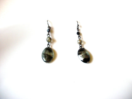 Retro Gray Black Lucite dangle Earrings 92017