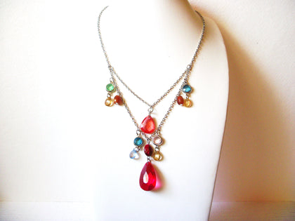 Retro Colorful Tear Drop Acrylic Necklace 60116