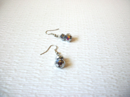 Vintage Silver Toned Glass Dangle Earrings 121816