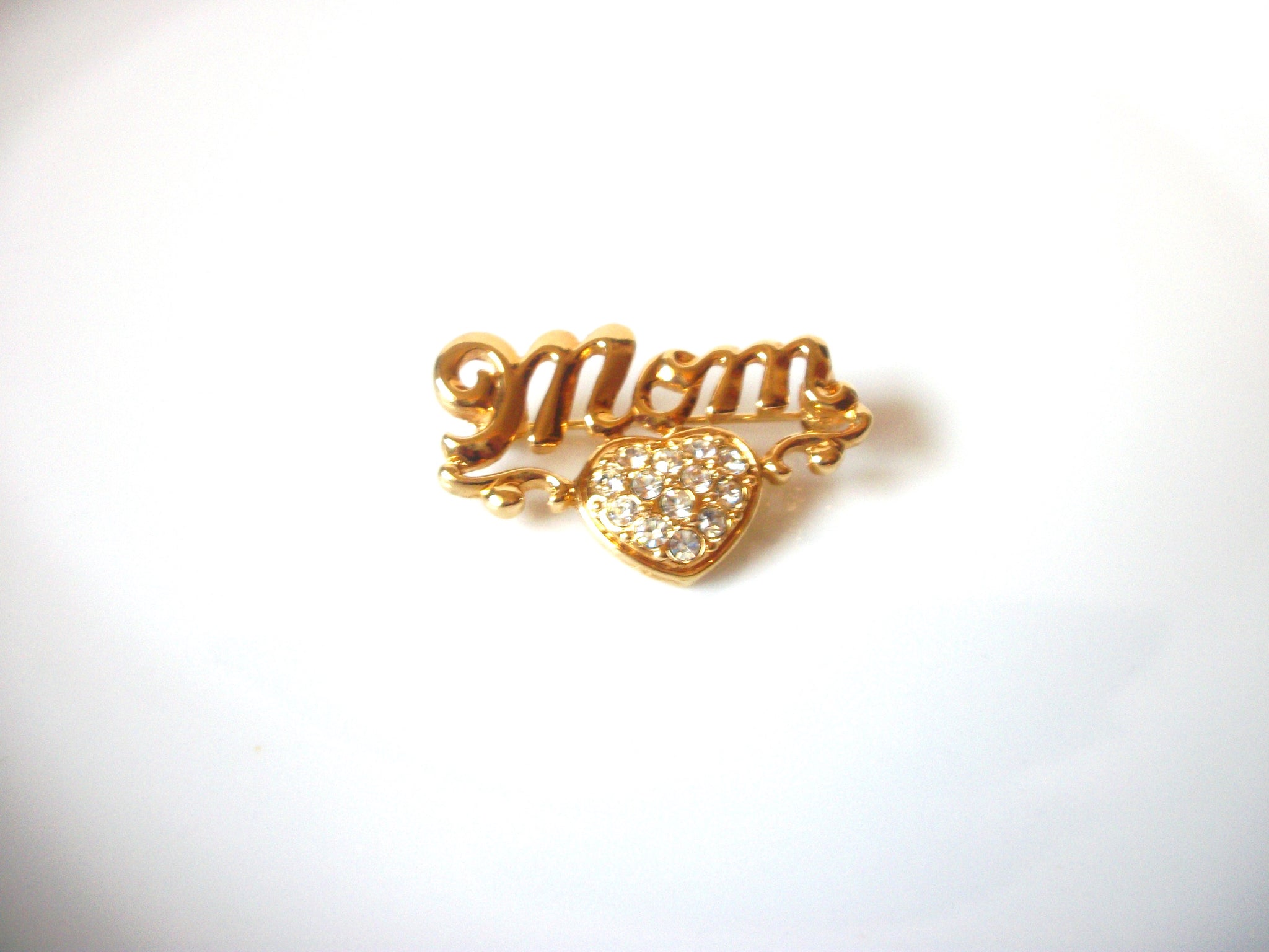 Retro Clear Rhinestone MOM Brooch Pin 81517