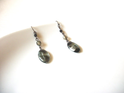 Retro Gray Black Lucite dangle Earrings 92017