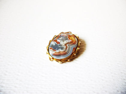 Vintage Crazy Lace Agate Brooch Pin 60116