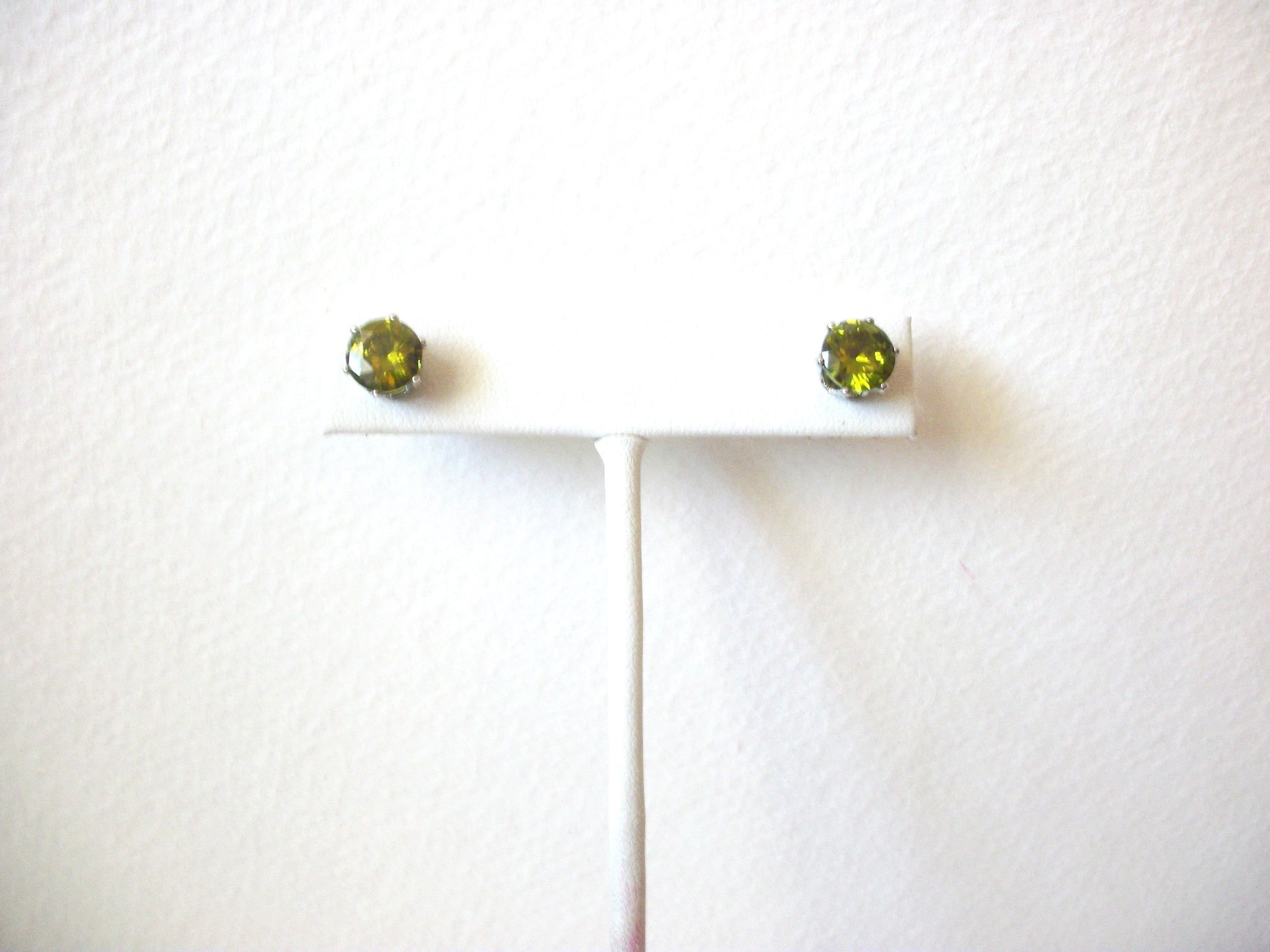 Small Light Olive Green Rhinestone Stud Earrings 5917