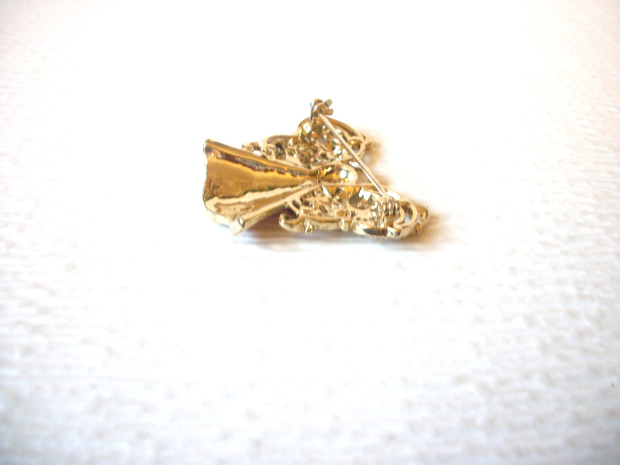 Vintage Filigree Rhinestone Angel Brooch Pin 121216