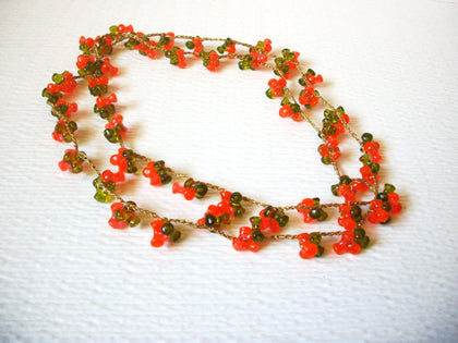 Retro Olive Orange Acrylic 38 Inch Long Necklace 123120
