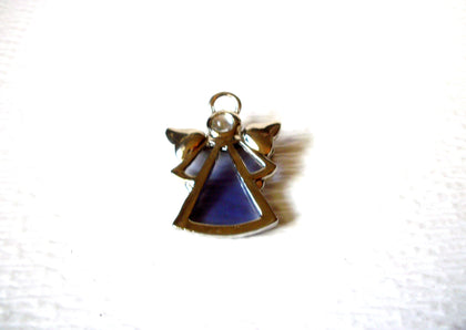 Vintage Silver Toned Purple Glass Angel Brooch Pin 5917