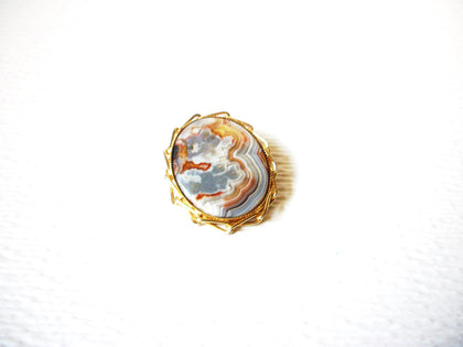 Vintage Crazy Lace Agate Brooch Pin 60116