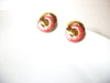 Retro Gold Coral Enameled Earrings 92117