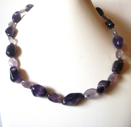 Vintage 1950s Amethyst Stone Semi Precious 18" Necklace 92216