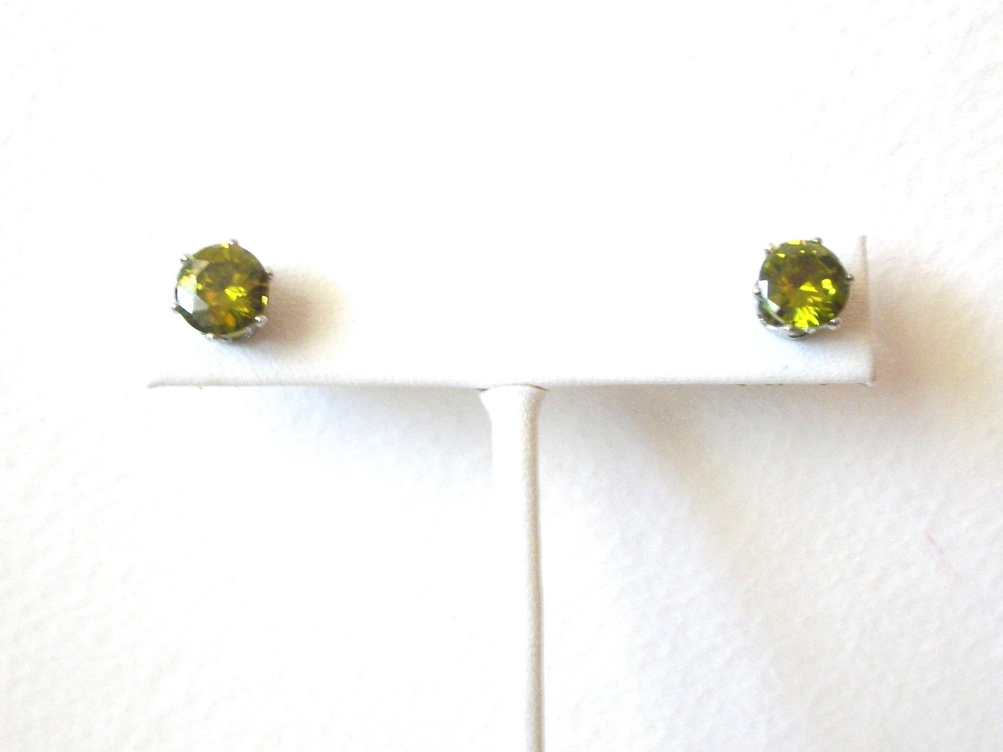 Small Light Olive Green Rhinestone Stud Earrings 5917