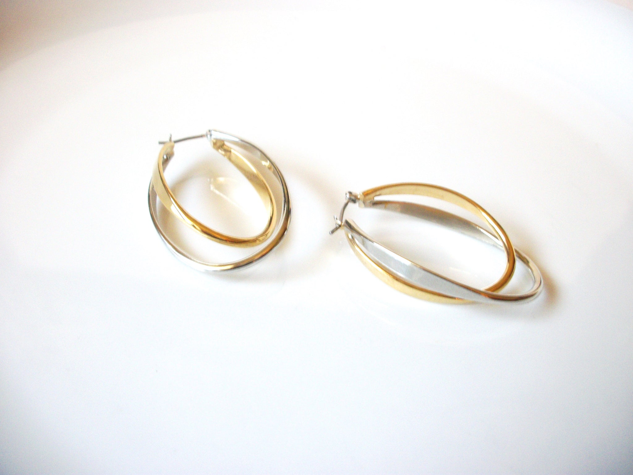 Retro Silver Gold Intertwining Earrings 80417